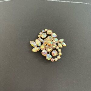 Keyes Elegant Gold and Iridescent Brooch